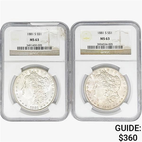 1881-S [2] Morgan Silver Dollar NGC MS63