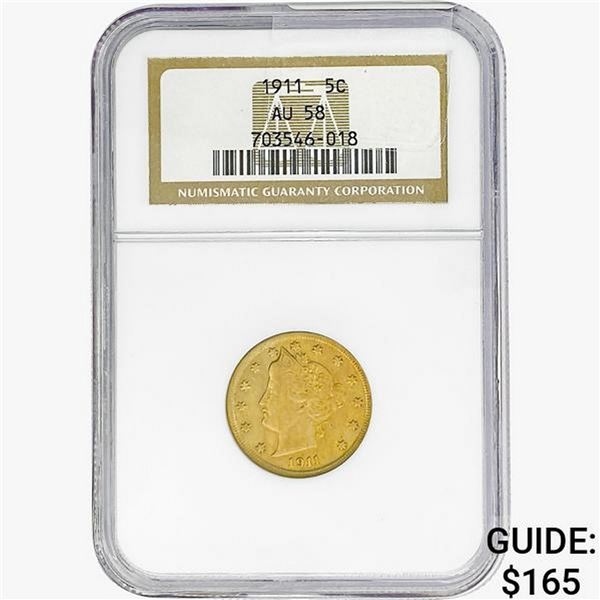 1911 Liberty Victory Nickel NGC AU58