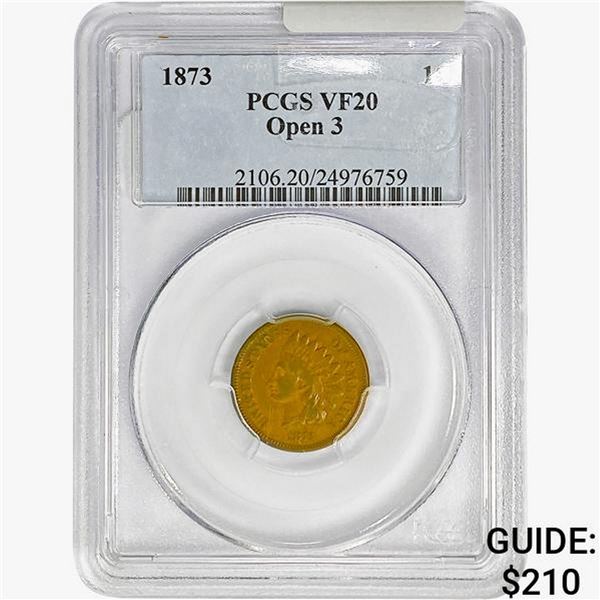 1873 Indian Head Cent PCGS VF20 Open 3