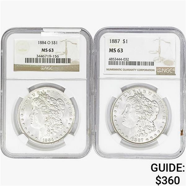 1884-1887 [2] Morgan Silver Dollar NGC MS63