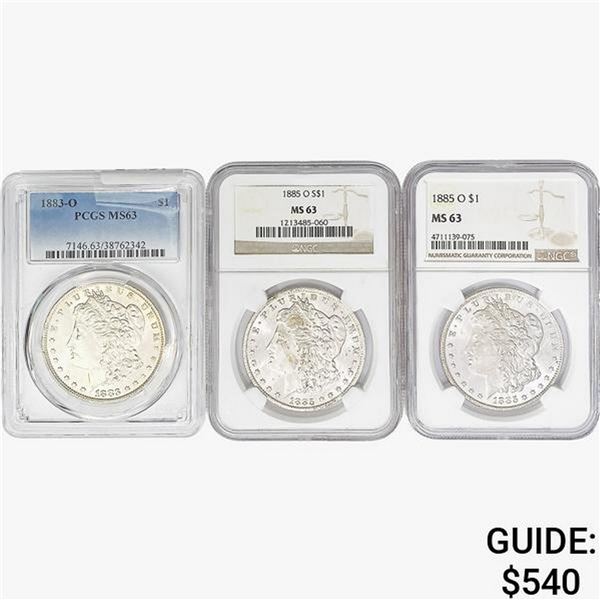 1883-O&1885-O [3] Morgan Silver Dollar NGC/PCGS MS