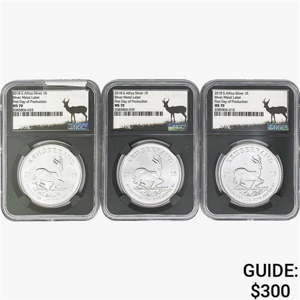 2018 [3] S.Africa 1oz. Silver Krugerrand NGC MS70