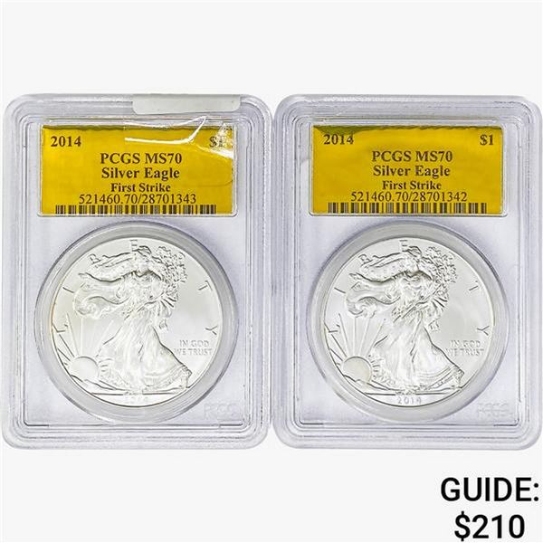 2014 [2] Silver Eagle PCGS MS70 FS