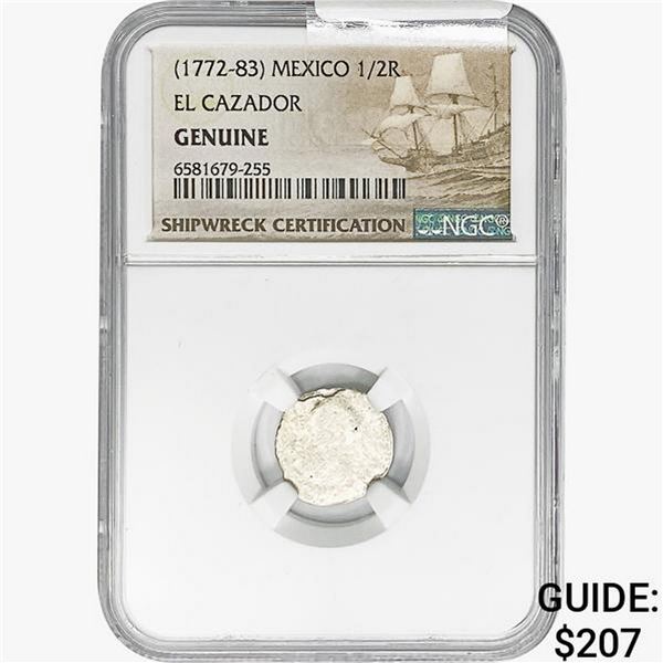 1772-83 1/2 Reale SILV. Mexico El Cazador NGC Genu