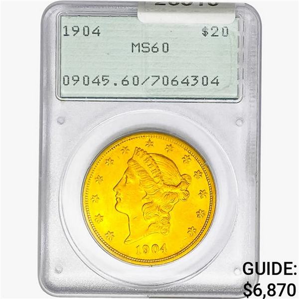 1904 $20 Gold Double Eagle PCGS MS60