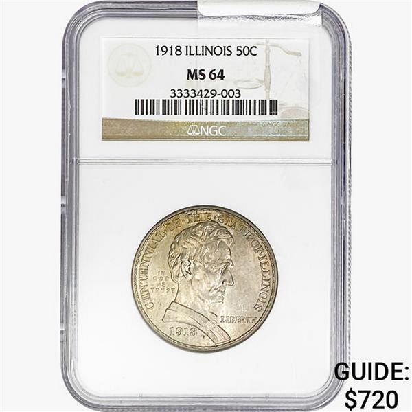 1918 Illinois Half Dollar NGC MS64