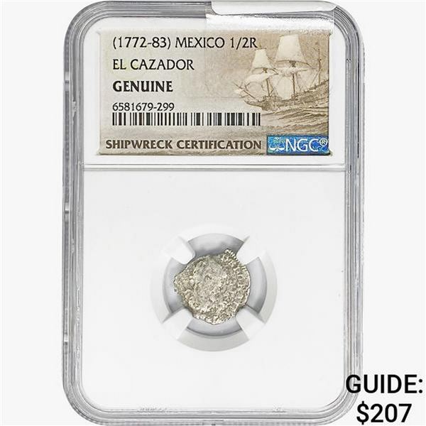 1772-83 1/2Reale SILV Mexico El Cazador NGC Genuin