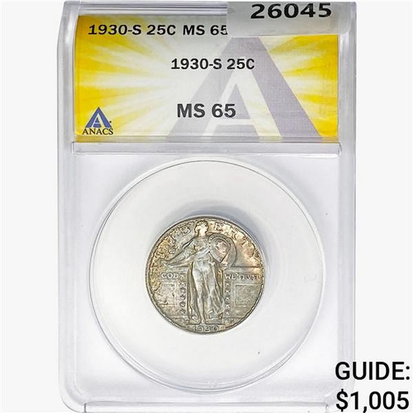 1930-S Standing Liberty Quarter ANACS MS65