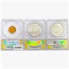Image 2 : 1879-1892 [3] 1 1C, 2 Morgan Dollars ANACS AU/MS