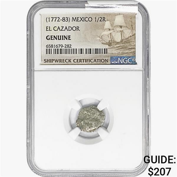 1772-83 1/2Reale SILV Mexico El Cazador NGC Genuin