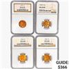 Image 1 : [4] 1954-1955 Wheat Cent NGC MS66 RD