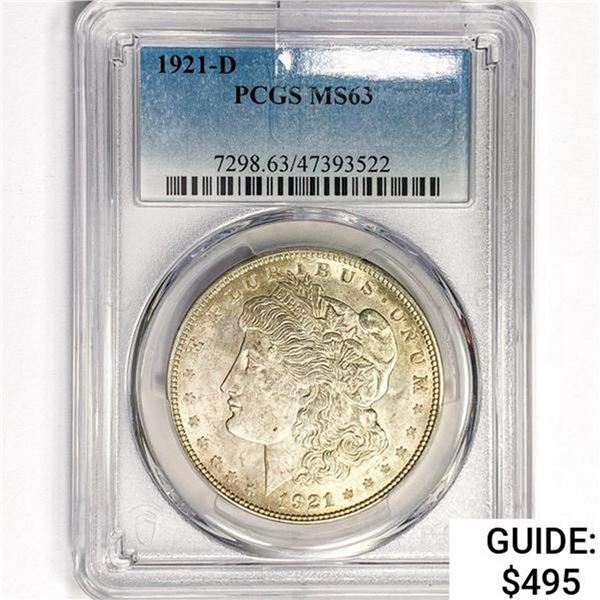 1921-D Morgan Silver Dollar PCGS MS63