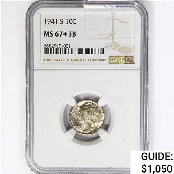 1941-S Mercury Silver Dime NGC MS67+ FB