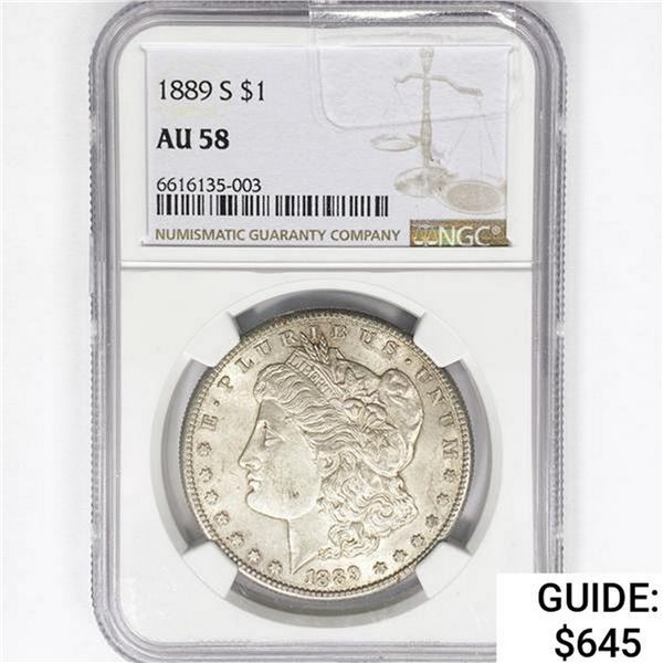 1889-S Morgan Silver Dollar NGC AU58