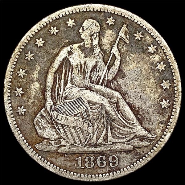 1869 Seated Liberty Half Dollar LIGHTLY CIRCULATED