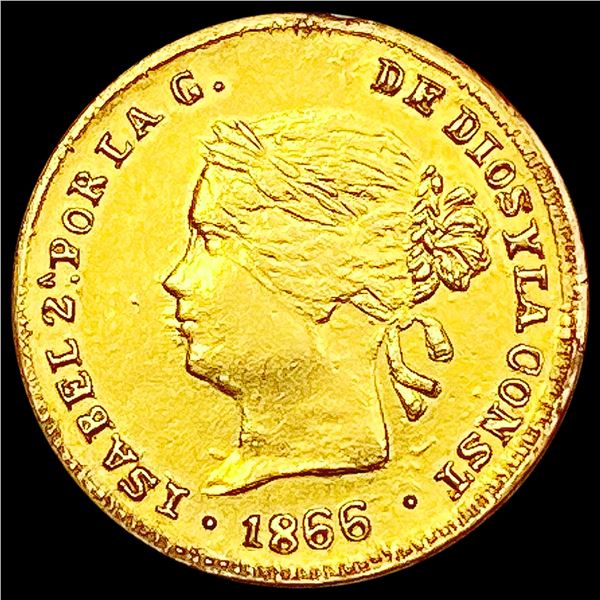 1866 Philippines Gold 1 Peso 0.0476oz CLOSELY UNCI