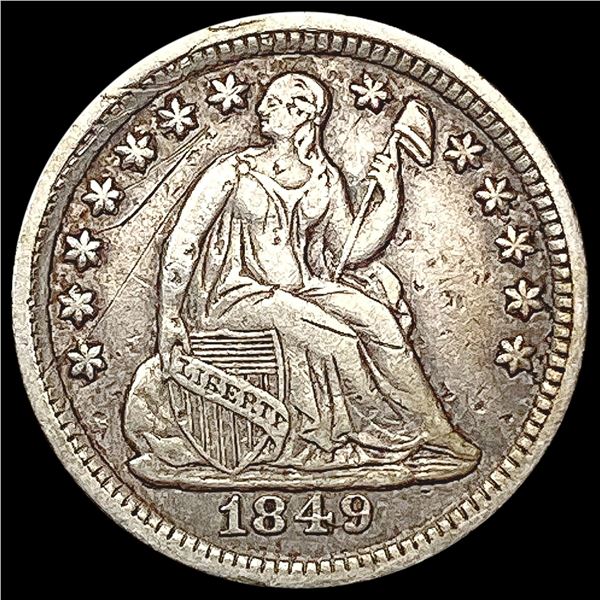 1849/8 Seated Liberty Half Dime CLOSELY UNCIRCULAT