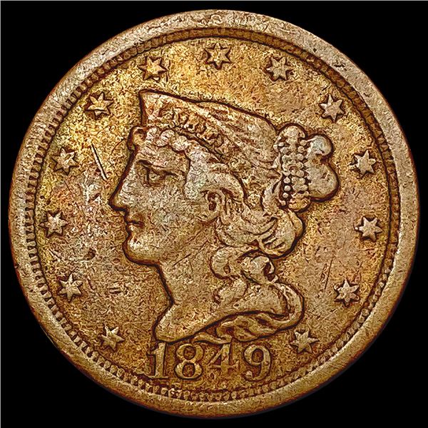 1849 Braided Hair Half Cent CLOSELY UNCIRCULATED