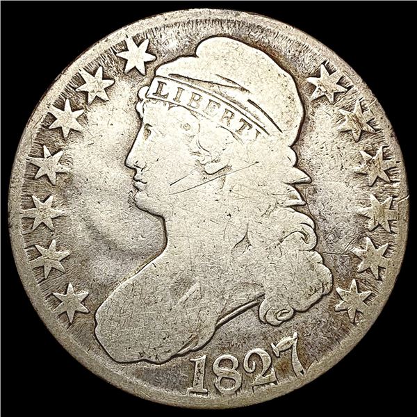 1827 Sq. Base 2 Capped Bust Half Dollar NICELY CIR
