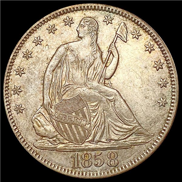 1858 Seated Liberty Half Dollar CHOICE AU