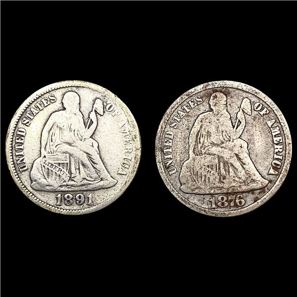 1876-CC,1891-O Seated Liberty Half Dimes HIGH GRAD