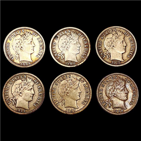 (6) Barber Dimes LIGHTLY CIRCULATED