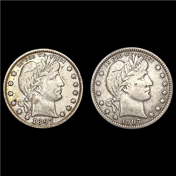 1897, 1907 Barber Quarter Collection [2 Coins] LIG