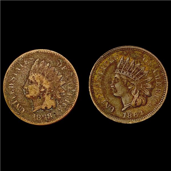 1862, 1868 Indian Head Cent collection [2 Coins] H