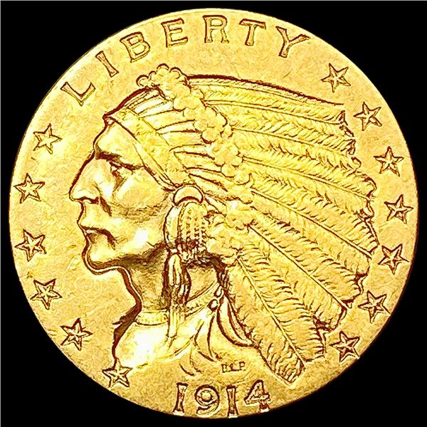 1914 $2.50 Gold Quarter Eagle NEARLY UNCIRCULATED