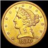 Image 1 : 1880-S $5 Gold Half Eagle UNCIRCULATED