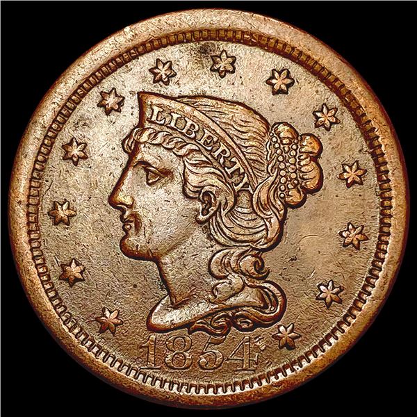 1854 Braided Hair Large Cent CLOSELY UNCIRCULATED