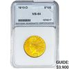 Image 1 : 1910-D $10 Gold Eagle NNC MS64