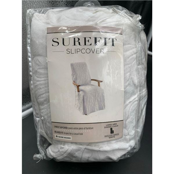 Surefit Slipcover-Long Arm Dining Chair, White 1pc