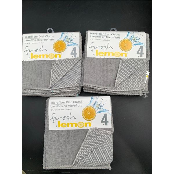 Fresh Lemon Microfibre Dish Cloths (3 x 4, 12 in x 12in)