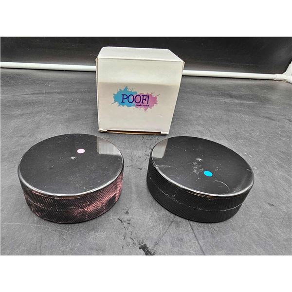 Poof Gender Reveal Hockey Pucks