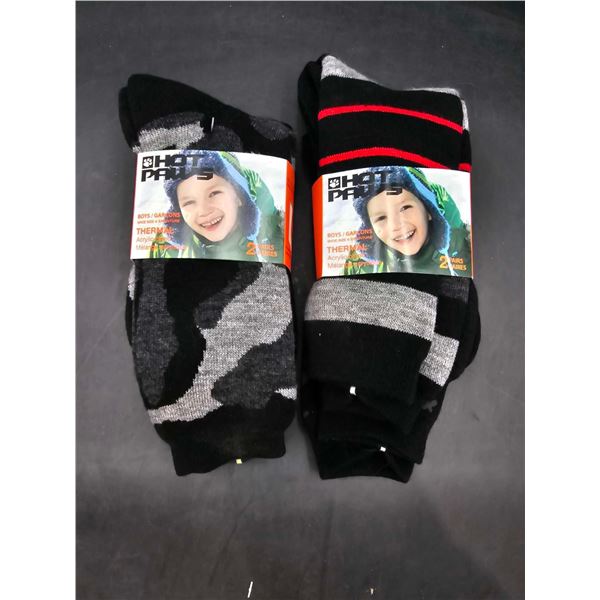 Hot Paws Boys Thermal Acrylic Blend Socks 4pairs (size 4-7)