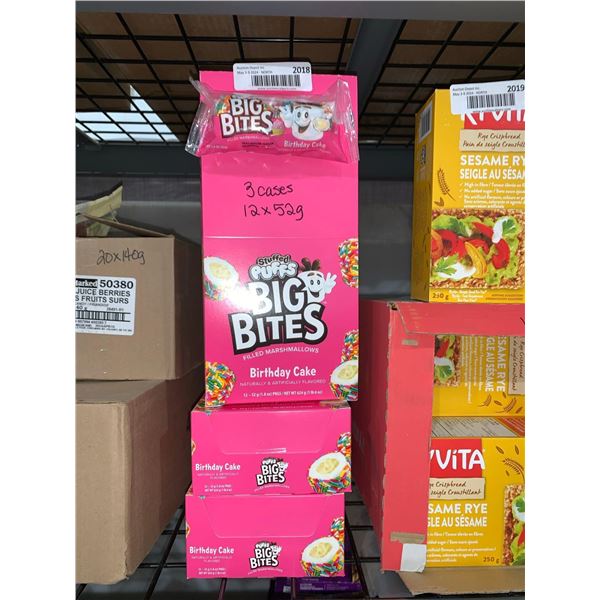 CASE LOT - Big Bites Birthday cake filled marshmellow 3 x 12  x 52g