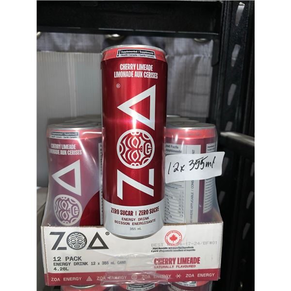 CASE LOT - ZOA zero sugar energy drinks 12 x 355ml