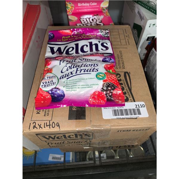 CASE LOT - Welch's berry & cherry fruit snacks 12 x 140g