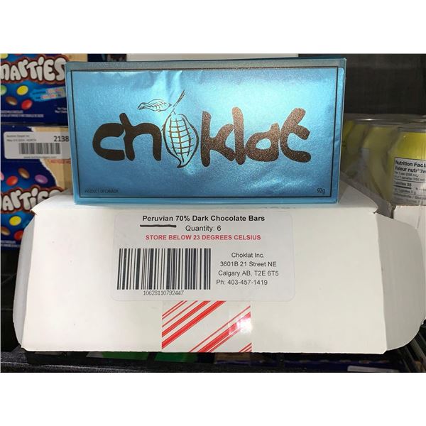 CASE LOT - Choklat Peruvian 70% dark chocolate bars 6 x 92g