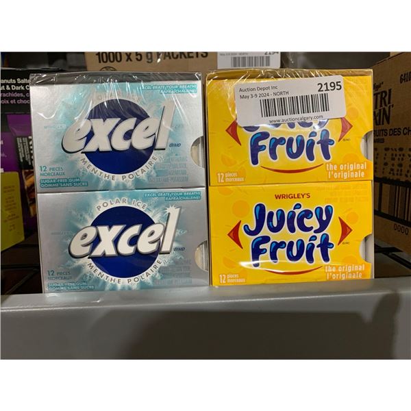 CASE LOT - Excel & Juicy Fruit Gum 2 x 12 x 12