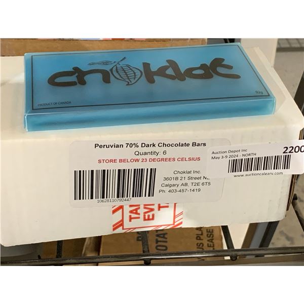 CASE LOT - Choklat Peruvian 70% Dark chokolate bars 6 x 92g