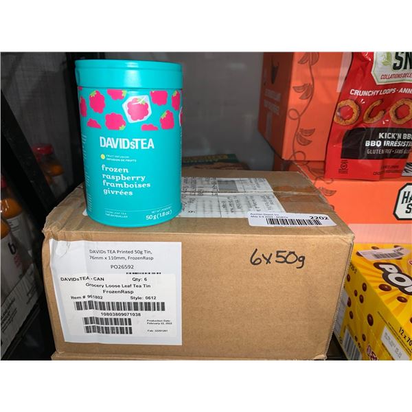 CASE LOT - Davids Tea frozen raspberry tins 6 x 50g