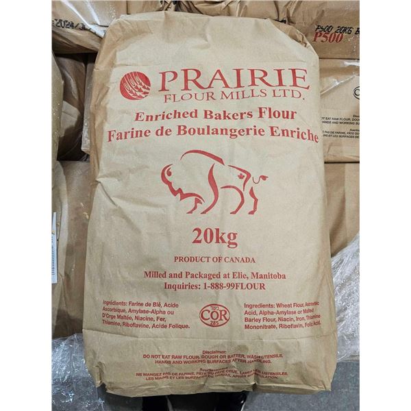 CASE LOT -    Prairie Flour Mills Enriched Bakers Flour 20 Kg