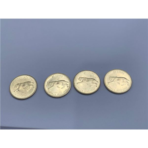 ESTATE ITEM- VINTAGE 1967 CANADA  SILVER QUARTERS LOT OF 4