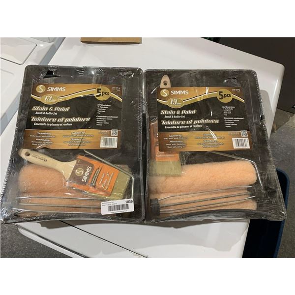 Simms - Stain and Paint Brush & Roller set trays. lot of 2.  Included - paint brush and roller with 