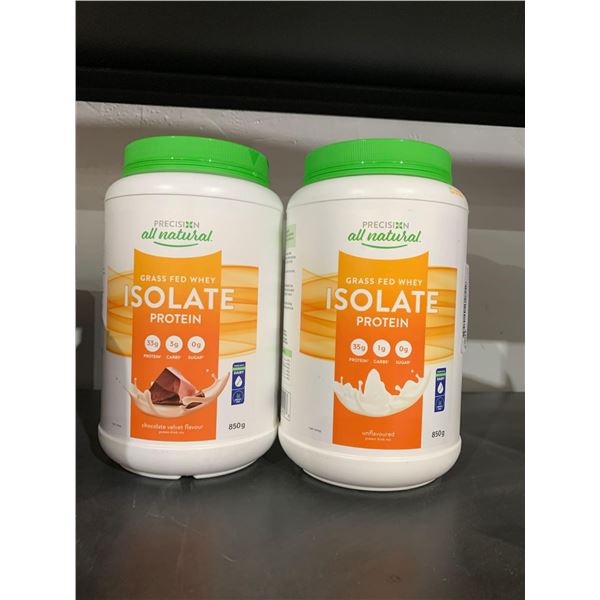 Precision all natrual grass fed whey protein powder. Chocolate x850g and unflavored x850g