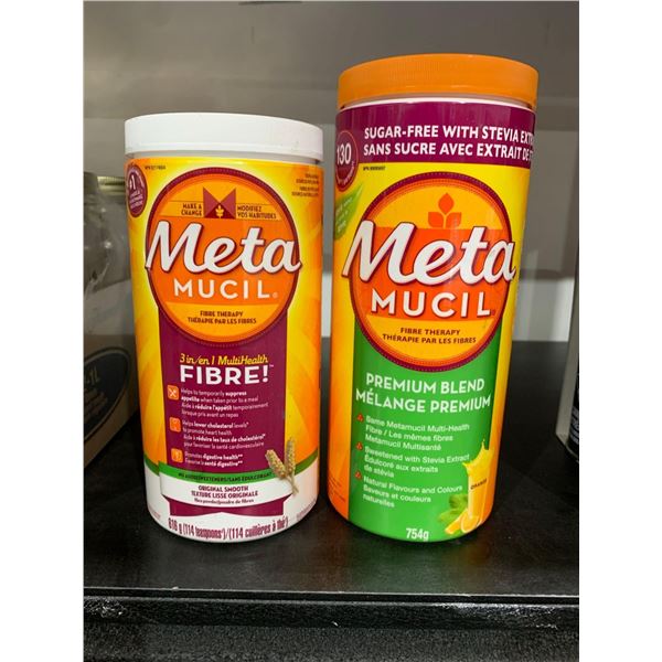 Lot of 2 containers of Meta Mucil fibre supplement 616g and 754g