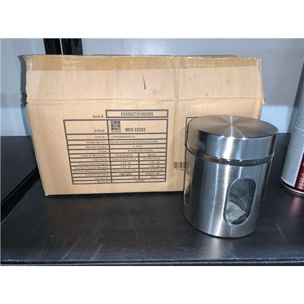 Lot of 3 glass cannisters with stainless steel outer shells