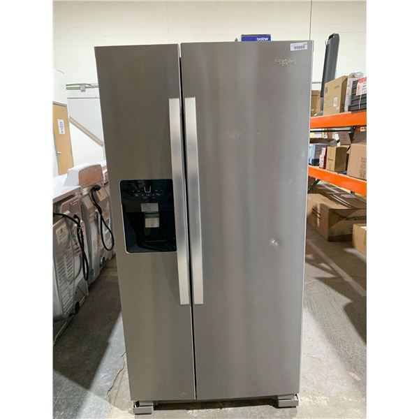 Whirlpool stainless steel french door style fridge and freezer. Model number WRS321SDHZ08